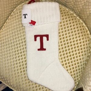 WONDERSHOP WHITE KNIT STOCKING WITH RED T 17 INCH